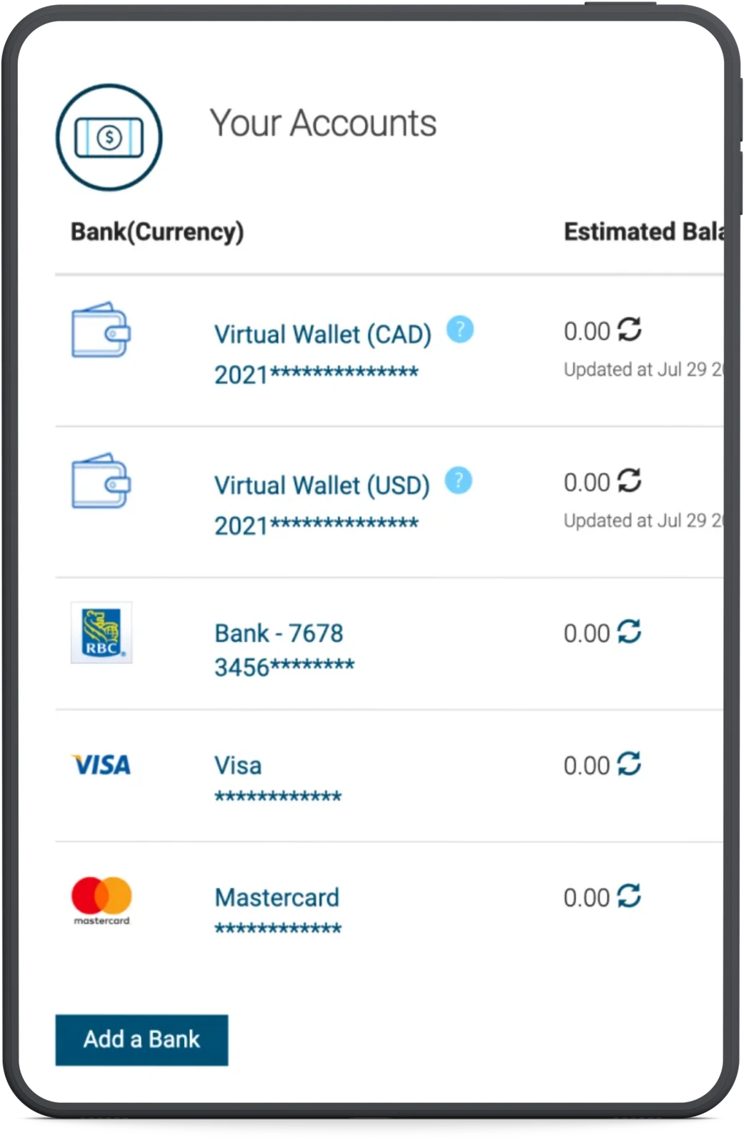 RBC Edge’s account dashboard on a mobile phone